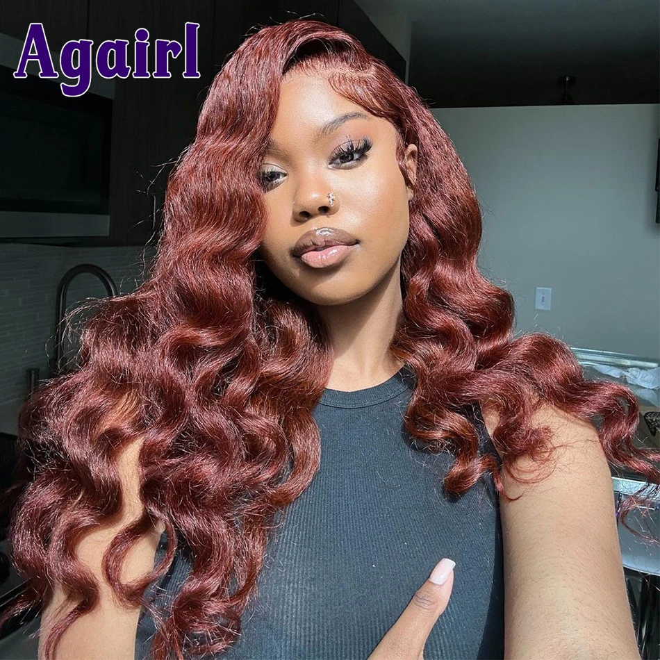 

13X6 Loose Wave Lace Frontal Wig Reddish Brown 13X4 Lace Front Curly Human Hair Wig Red Ginger Brown Transparent 5X5 Closure Wig