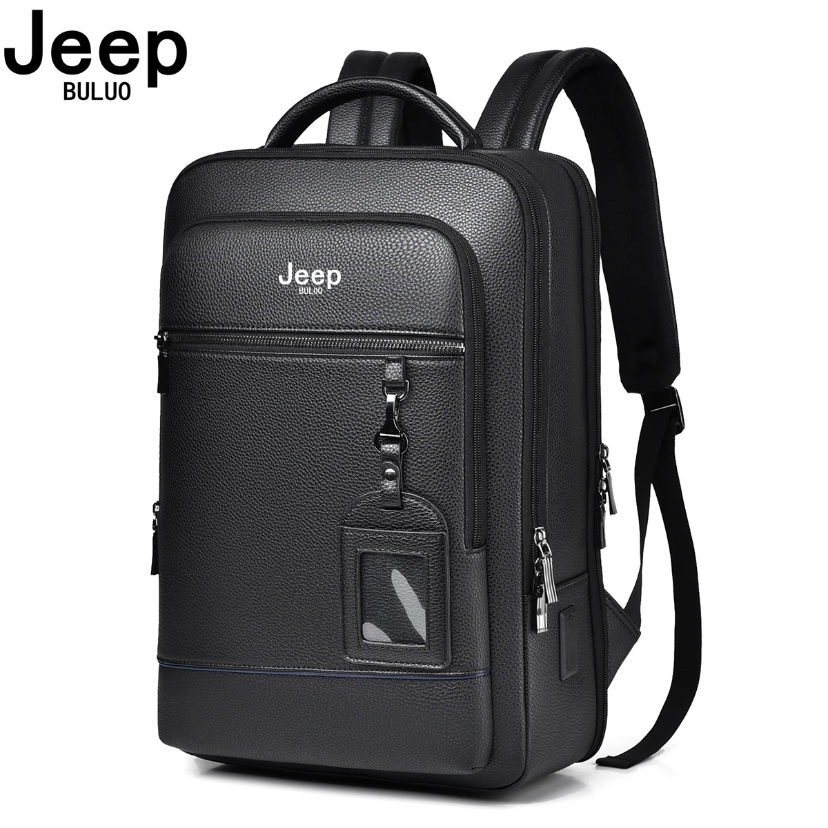 JEEP BULUO деловые рюкзаки высокого качества черные повседневные из коровьей кожи