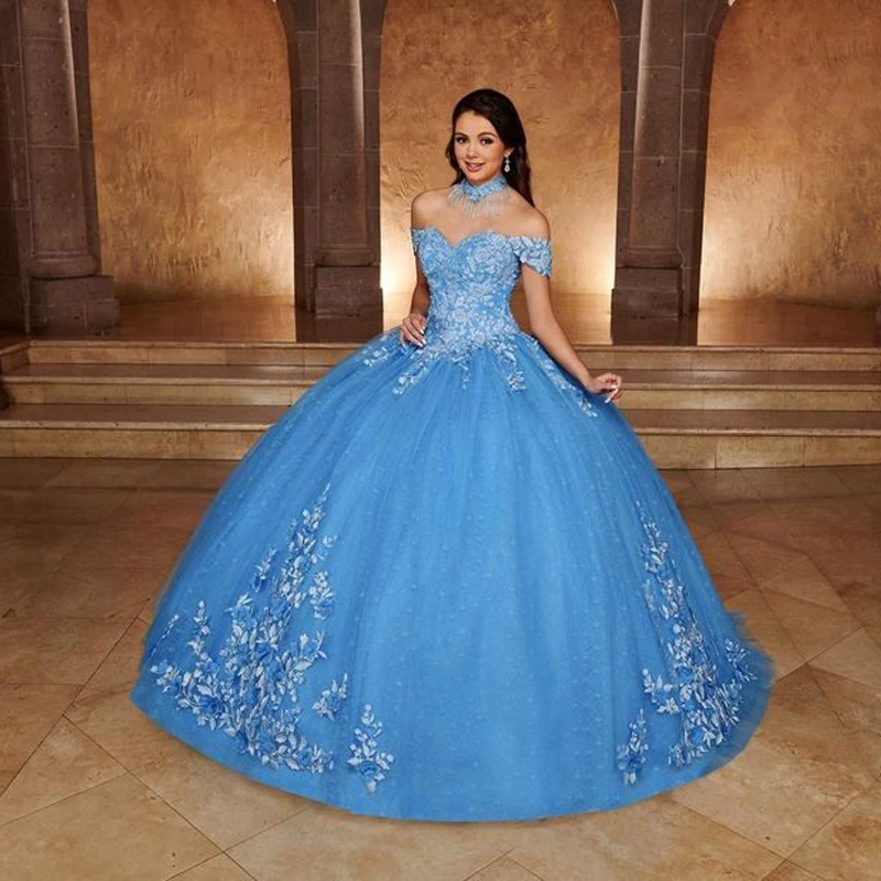 Light Sky Blue Sweetheart 3D Flower Quinceanera Dresses Beading Lace Cinderella Princess Ball Gowns Vestidos De 15 Anos
Light Sky Blue Sweetheart 3D Flower Quinceanera Dresses Beading Lace Cinderella Princess Ball Gowns Vestidos De 15 Anos