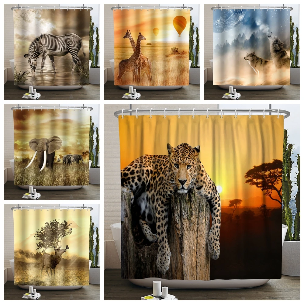 Africa Forest Wildlife Shower Curtain Waterproof Polyester Lion Tiger Animals Pattern Home Decor Bathroom Curtains With Hooks
Africa Forest Wildlife Shower Curtain Waterproof Polyester Lion Tiger Animals Pattern Home Decor Bathroom Curtains With Hooks