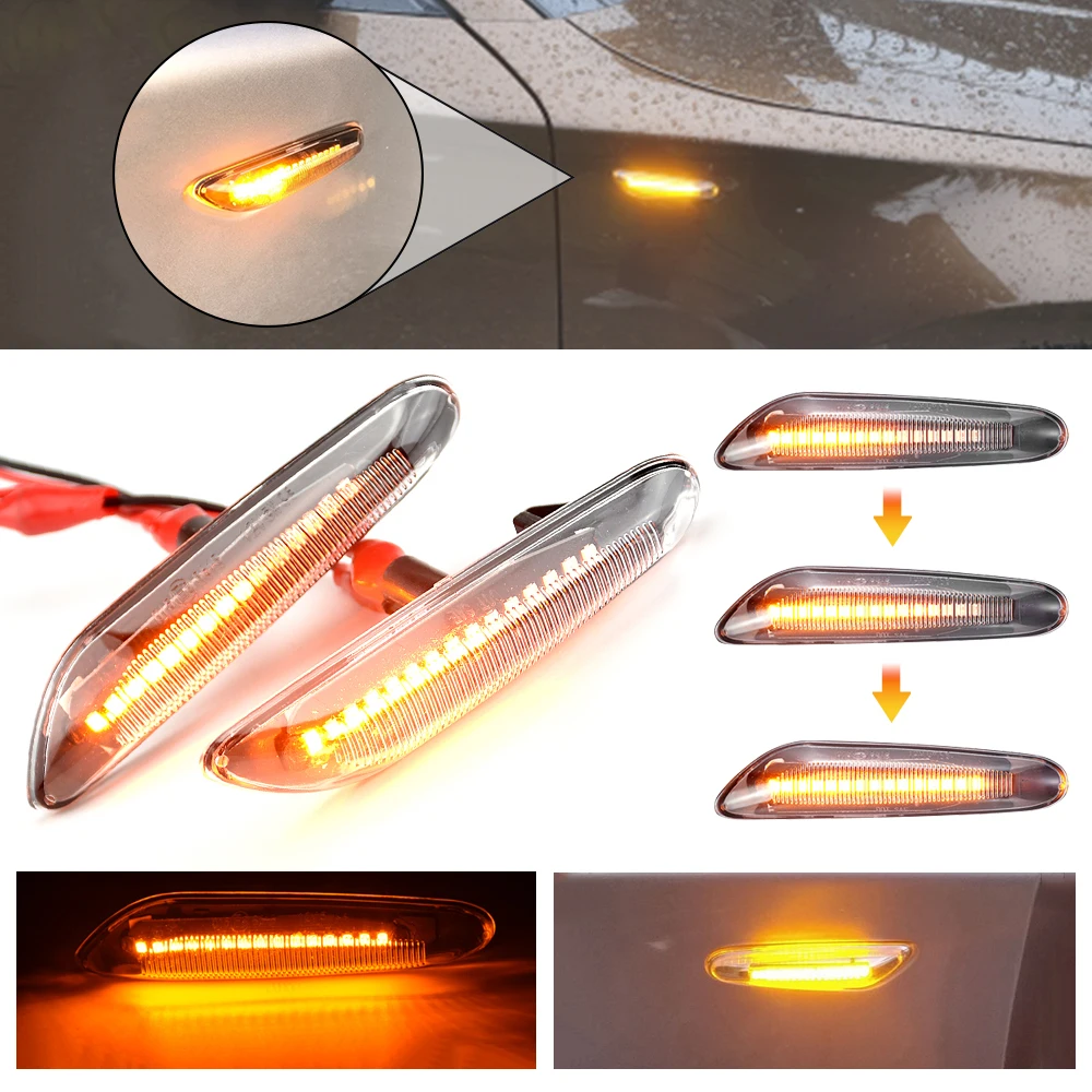 2PCS Dynamic Flowing LED Turn Signal Side Marker Light Blinker Sequential Lamp for BMW E60 E61 E90 E91 E81 E82 E88 E46 X3 X1
2PCS Dynamic Flowing LED Turn Signal Side Marker Light Blinker Sequential Lamp for BMW E60 E61 E90 E91 E81 E82 E88 E46 X3 X1
