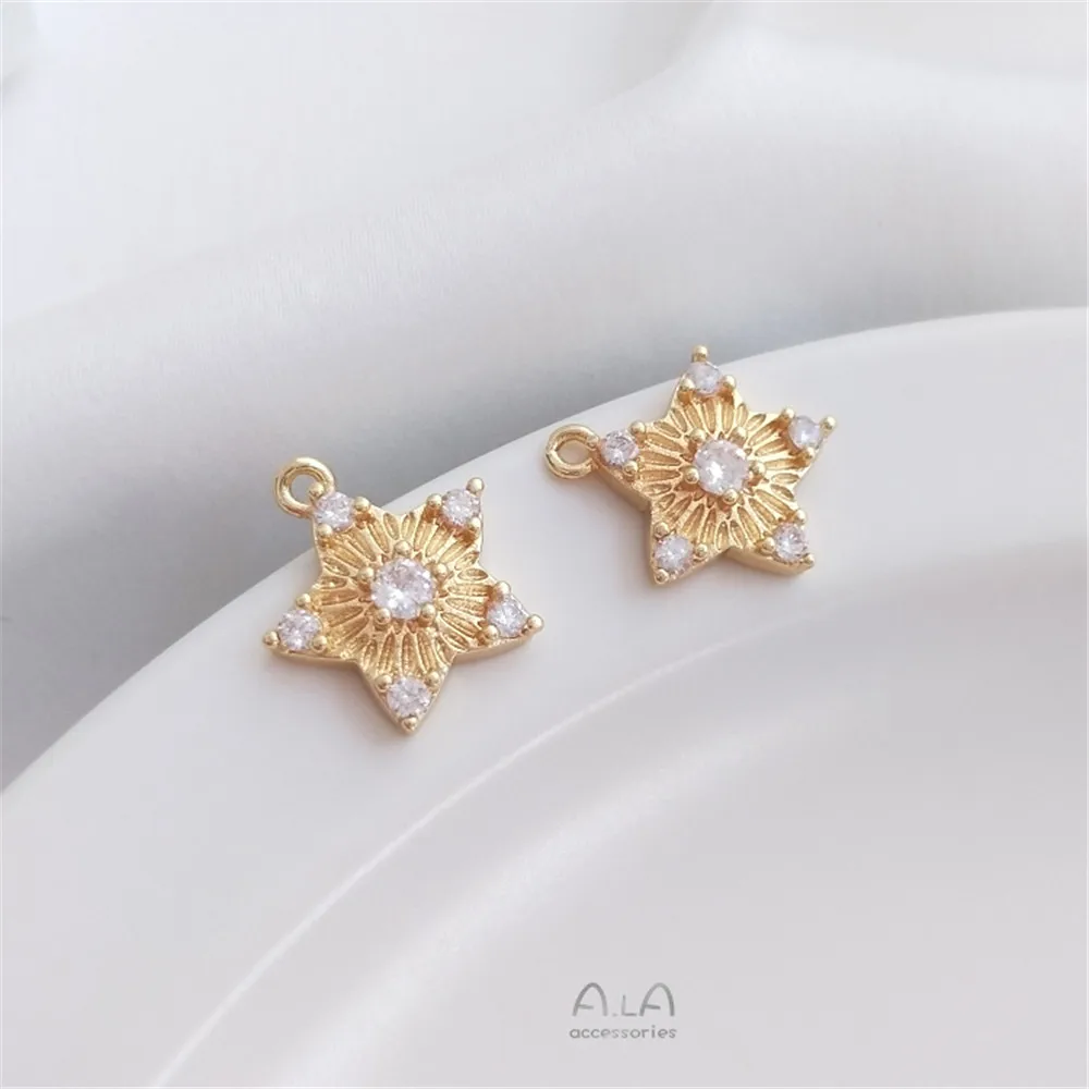 14K Bag Gold Inlaid zircon Star Pendant five pointed star pendant DIY headpiece Earring Pendant accessories
14K Bag Gold Inlaid zircon Star Pendant five pointed star pendant DIY headpiece Earring Pendant accessories