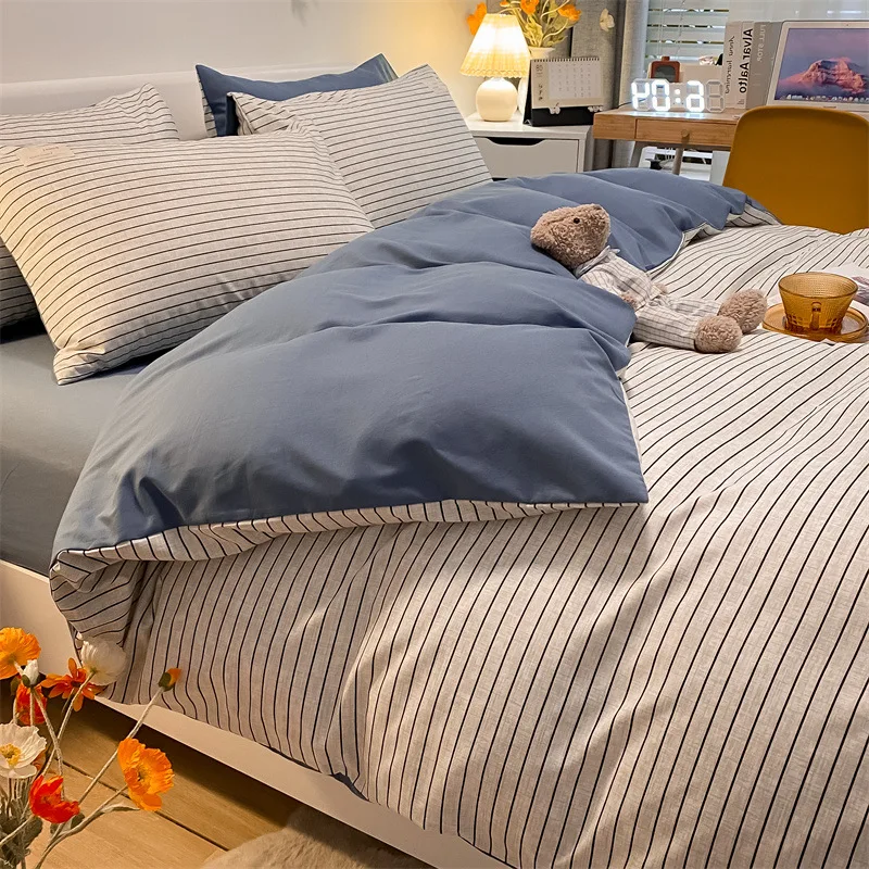 Pure Cotton Washed Cotton Textile Finished Bed Sheet Quilt Cover 4Pcs Set Bedding Solid Color Color Fastness Not Easy To Fading
Pure Cotton Washed Cotton Textile Finished Bed Sheet Quilt Cover 4Pcs Set Bedding Solid Color Color Fastness Not Easy To Fading