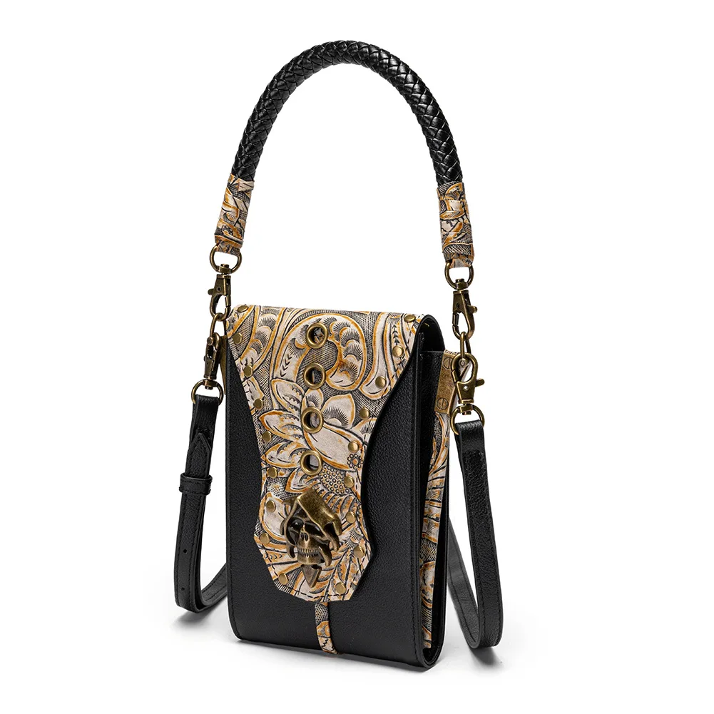 Vintage embossed leather handbag women's rivet mobile phone waist bag cowhide single shoulder messenger bag card holder purse
Vintage embossed leather handbag women's rivet mobile phone waist bag cowhide single shoulder messenger bag card holder purse