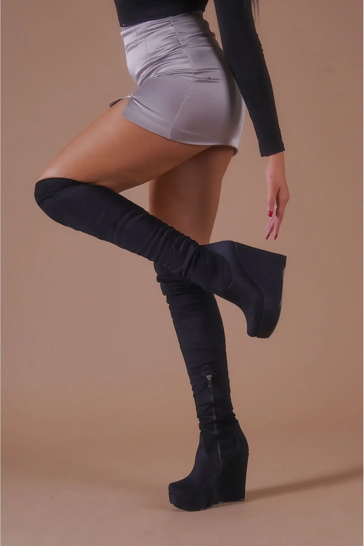 Women's Boots Black Suede Wedge Heels Over The Knee Boots High Heels Platform High Boots Sexy Night Dress Shoes
Women's Boots Black Suede Wedge Heels Over The Knee Boots High Heels Platform High Boots Sexy Night Dress Shoes