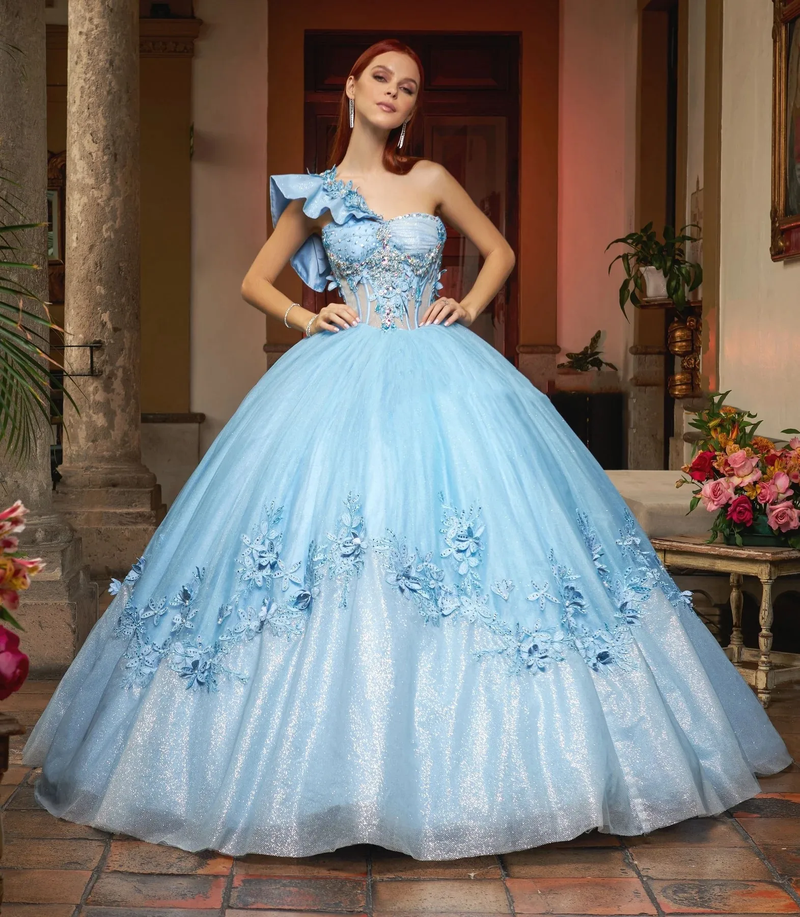 Sky Blue Charro Quinceanera Dresses Ball Gown One-shoulder Tulle Appliques Beaded Puffy Mexican Sweet 16 Dresses 15 Anos
Sky Blue Charro Quinceanera Dresses Ball Gown One-shoulder Tulle Appliques Beaded Puffy Mexican Sweet 16 Dresses 15 Anos