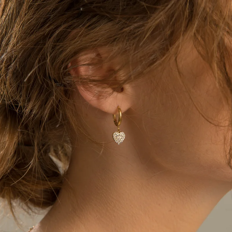 Love Full Diamond Pendant Earrings Female Stainless Steel Earrings Plated With 14k Real Gold Color Preserving Romantic Jewelry 
Love Full Diamond Pendant Earrings Female Stainless Steel Earrings Plated With 14k Real Gold Color Preserving Romantic Jewelry