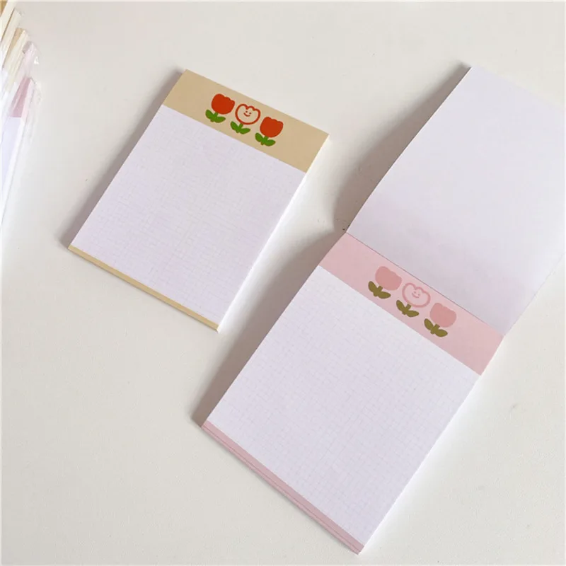 

Ins Cartoon Cute Tulips Memo Pad Grid Student Weekly Plan Learning Note Office Kawaii Message Paper School Stationery 50 Sheets
