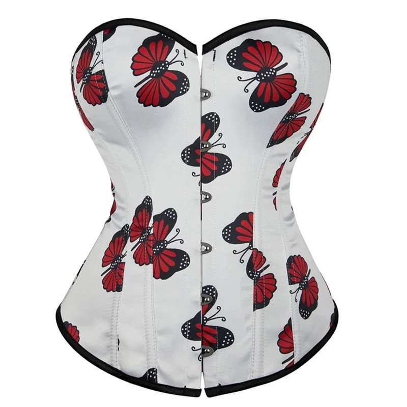 Sexy Corsets Bustiers Tops for Women Butterfly Print Gothic Corset White Satin Lingerie Corselet Overbust Plus Size
Sexy Corsets Bustiers Tops for Women Butterfly Print Gothic Corset White Satin Lingerie Corselet Overbust Plus Size