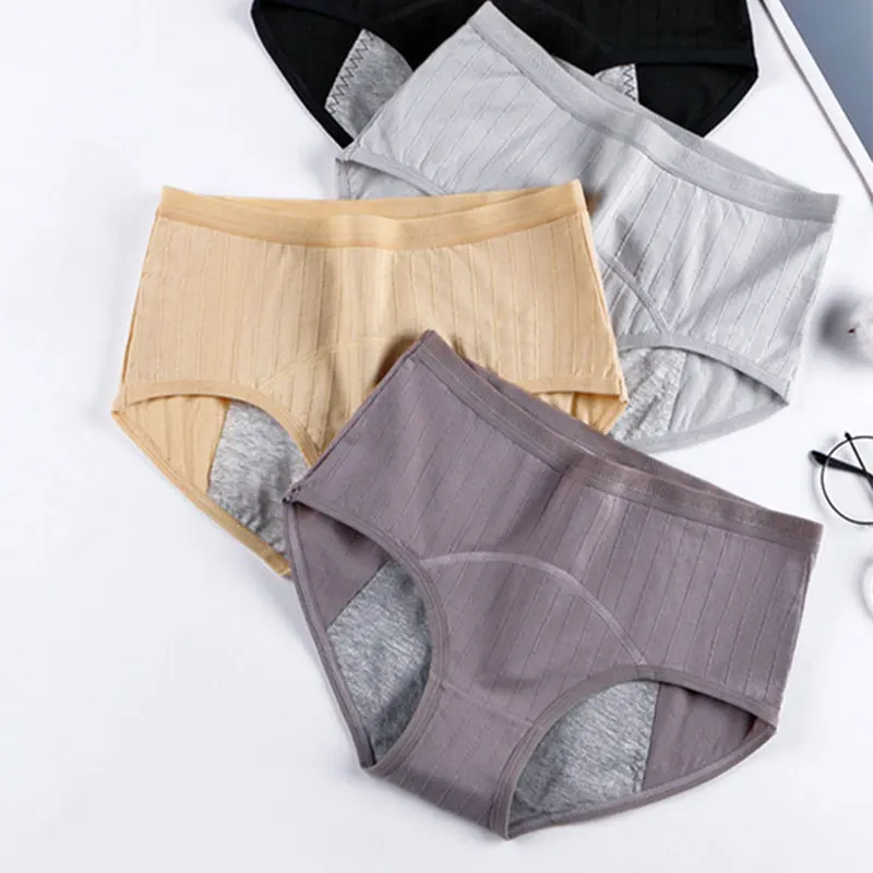 

Womens Cotton Panties For Menstruation Leakproof Period Mid-Waist Absorbent Menstrual Briefs Ladies Underwear Accessory