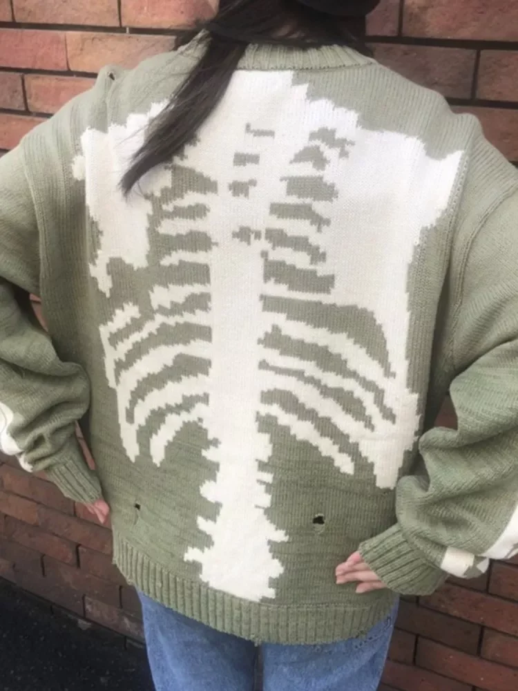 Men's oversized sweater green loose skull print women's high quality high street hole retro 1:1 knitted sweater y2k tops
Men's oversized sweater green loose skull print women's high quality high street hole retro 1:1 knitted sweater y2k tops