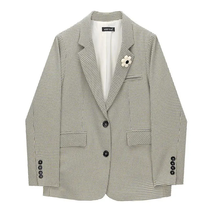 Spring 2022 New Fashionable Retro Plaid Small Suit Women's Brooch Loose Plaid Suit Jacket Top Women's Korean Style Temperament
Spring 2022 New Fashionable Retro Plaid Small Suit Women's Brooch Loose Plaid Suit Jacket Top Women's Korean Style Temperament