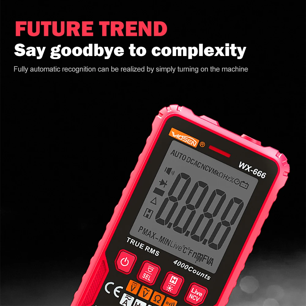 QHTITEC WX666 Digital Mini Multimeter Tester Auto Mmultimetro True Rms Tranistor Meter with NCV Data Hold 4000counts Flashlight
QHTITEC WX666 Digital Mini Multimeter Tester Auto Mmultimetro True Rms Tranistor Meter with NCV Data Hold 4000counts Flashlight