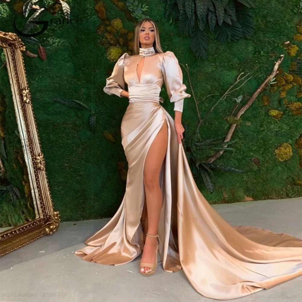 High Neck Full Sleeve Asymmetrical Champagne Evening Dresses for Party 2023 Summer Sweep Train Prom Gowns Vestido De Noche
High Neck Full Sleeve Asymmetrical Champagne Evening Dresses for Party 2023 Summer Sweep Train Prom Gowns Vestido De Noche