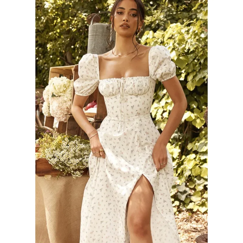 2023 New Women's Summer Fashion Style Elegant U-Neck Pullover High Waist Bubble Sleeve Fragmented Flower Lace Up Split Dress
2023 New Women's Summer Fashion Style Elegant U-Neck Pullover High Waist Bubble Sleeve Fragmented Flower Lace Up Split Dress