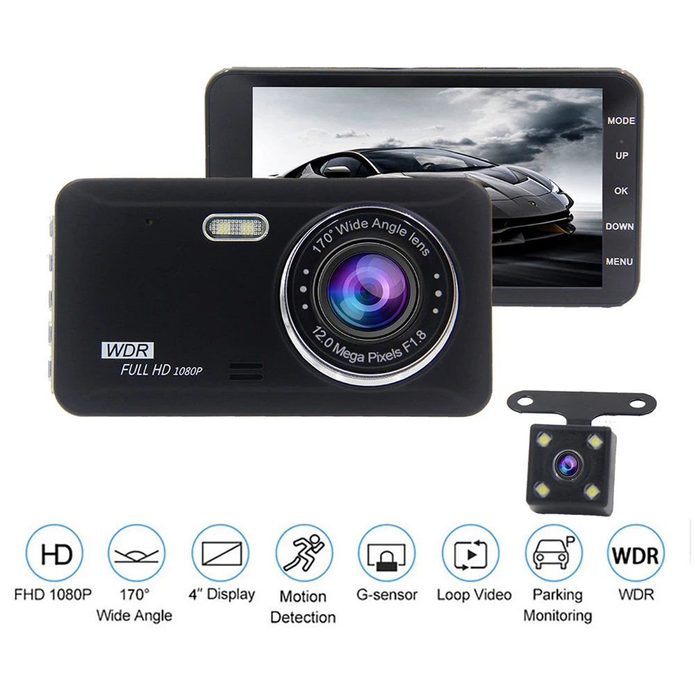 Car DVR 4.0 Full HD 1080P Dual Lens Rear View Dash Cam Vehicle Camera Video Recorder Auto Motion Detector Night Vision G-sensor
Car DVR 4.0 Full HD 1080P Dual Lens Rear View Dash Cam Vehicle Camera Video Recorder Auto Motion Detector Night Vision G-sensor