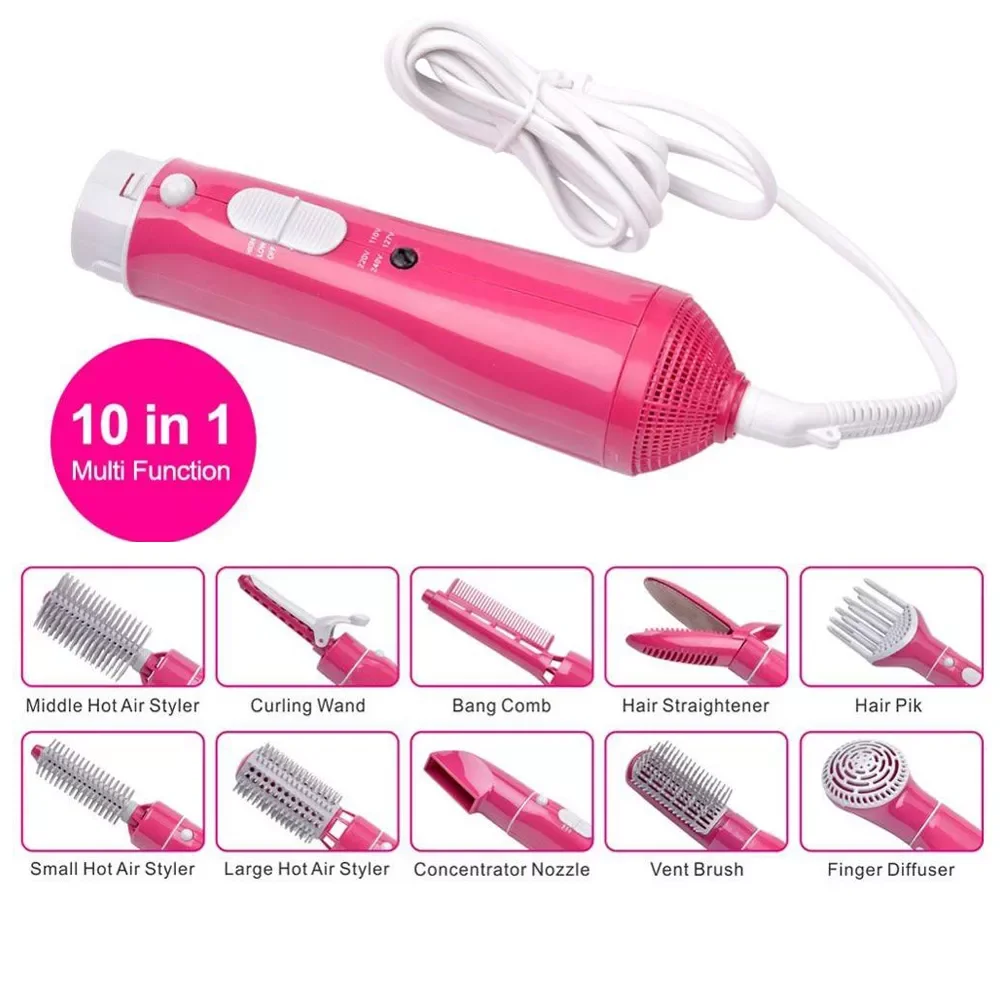 10 in 1 Hot Air Brush With 10 Detachable Brush Straightening Curling Drying Women Blow Volumizer One-Step Hair Dryer Brush Set
10 in 1 Hot Air Brush With 10 Detachable Brush Straightening Curling Drying Women Blow Volumizer One-Step Hair Dryer Brush Set