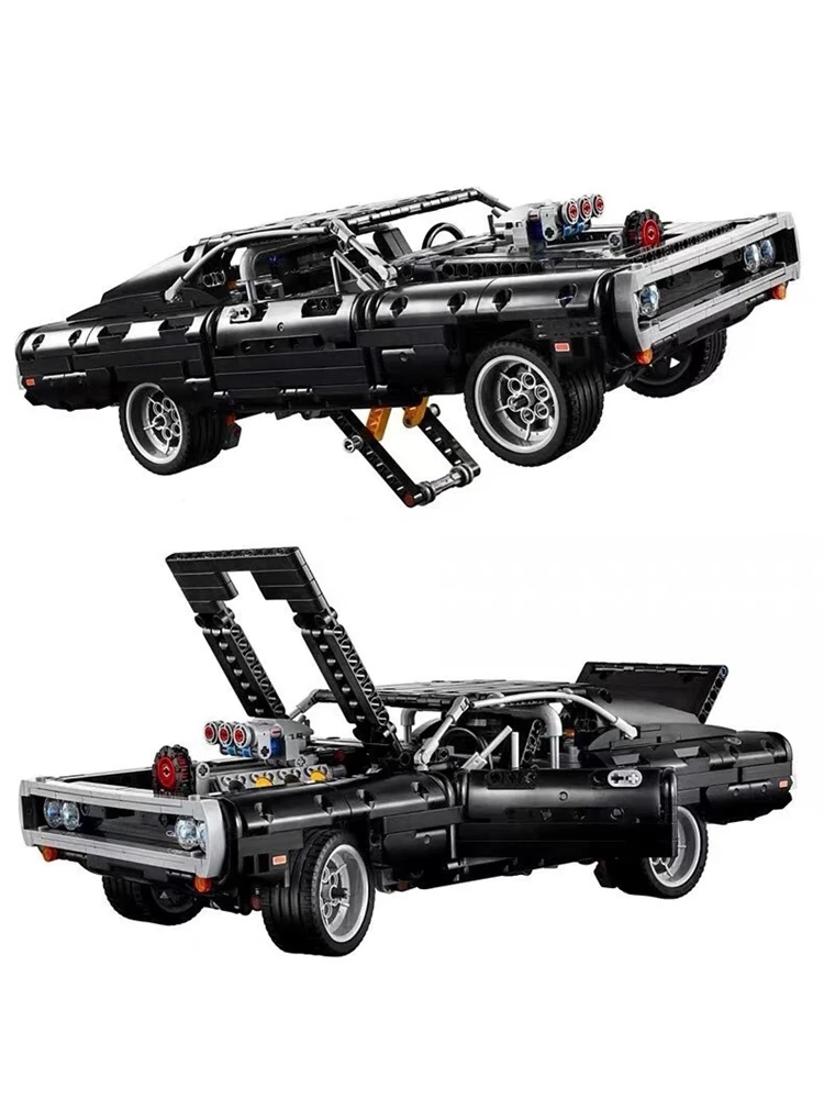 

High Tech Car Series Doms Dodged Charger 42111 Model Building Blocks Super Car MOC Led Light Kit Bricks Toys For Boys Children