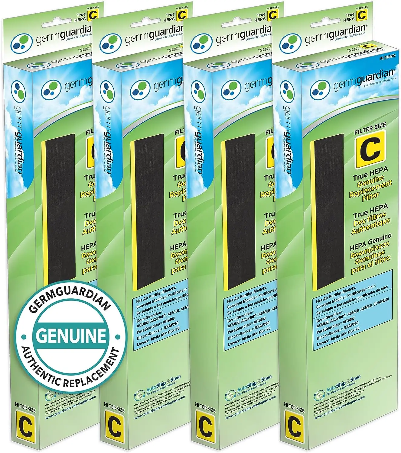 Guardian Filter C HEPA Pure Genuine Air Purifier Replacement Filter, Removes 99.97% of Pollutants for AC5000 Series, 4-Pack, Bla
Guardian Filter C HEPA Pure Genuine Air Purifier Replacement Filter, Removes 99.97% of Pollutants for AC5000 Series, 4-Pack, Bla