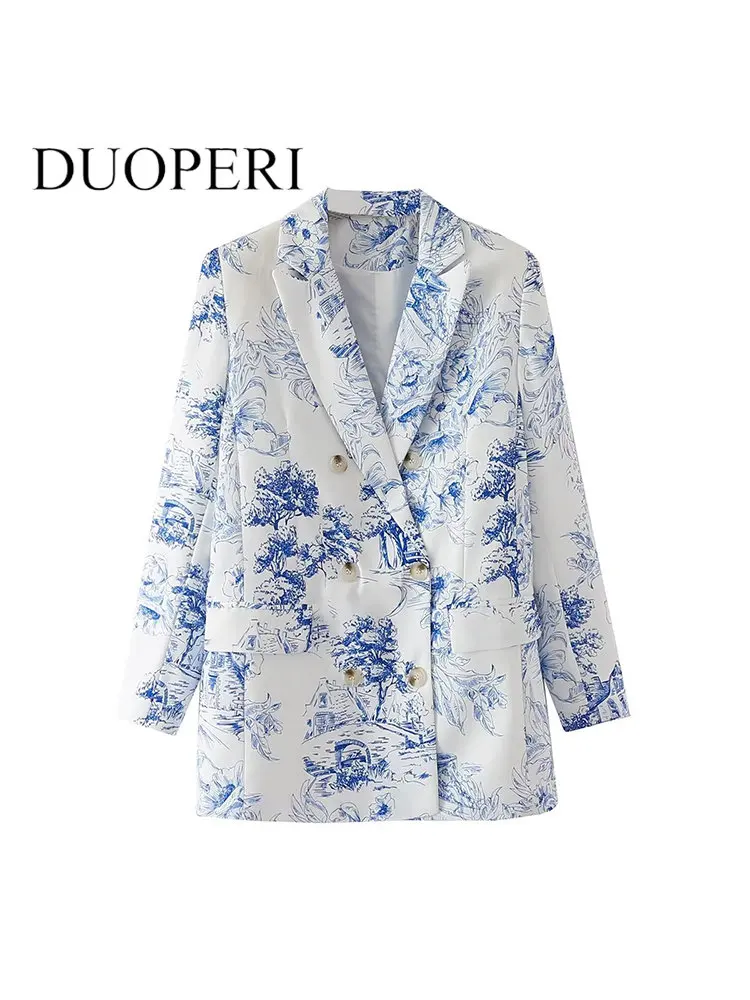 DUOPERI Women Fashion Print Blazer With Pockets Vintage Long Sleeves Double Breasted Notched Neck Female Chic Lady Outfits
DUOPERI Women Fashion Print Blazer With Pockets Vintage Long Sleeves Double Breasted Notched Neck Female Chic Lady Outfits
