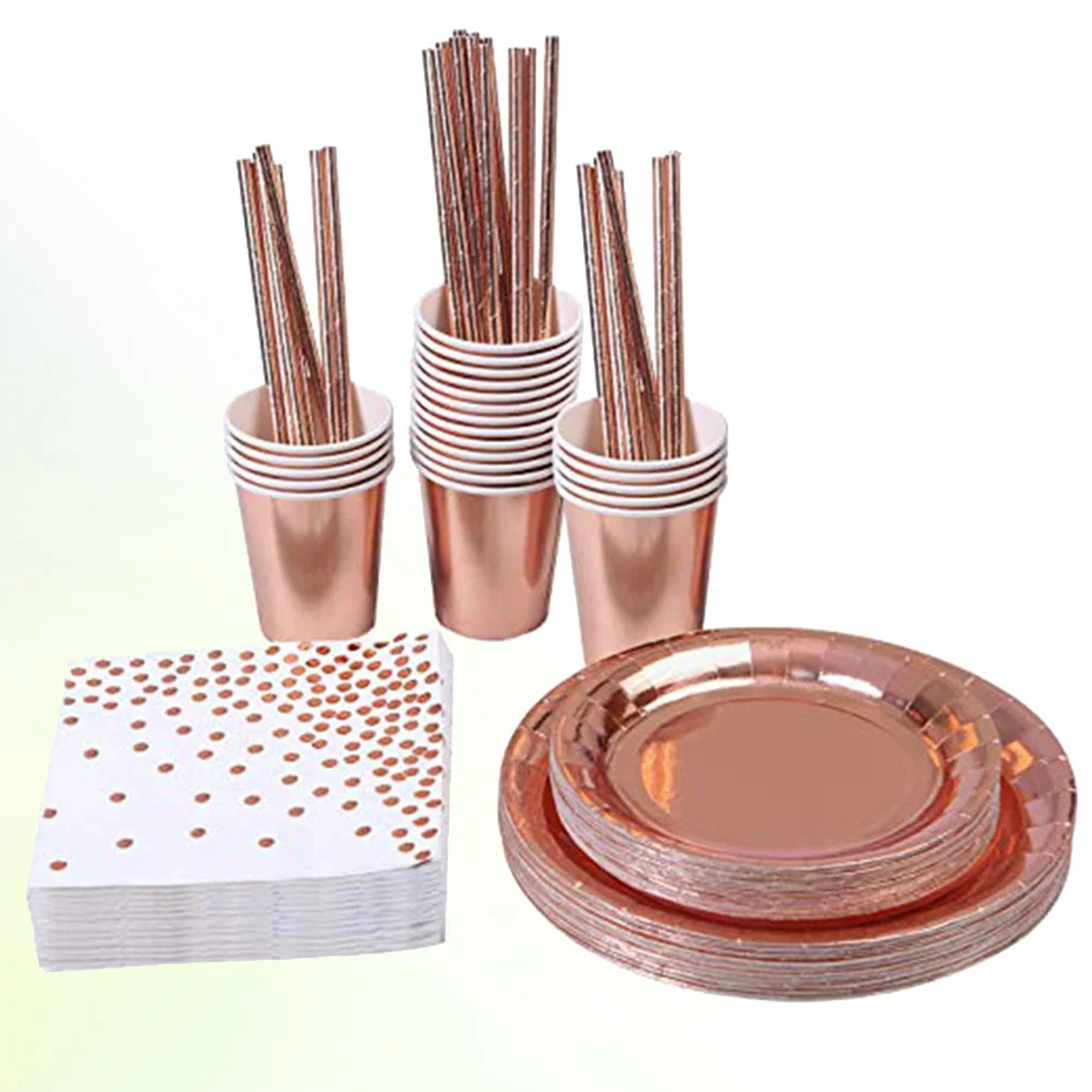 Rose Gold Paper Set Dinnerware Disposable Decorations Plates Tableware Drinking Napkins Cup Birthday Party
Rose Gold Paper Set Dinnerware Disposable Decorations Plates Tableware Drinking Napkins Cup Birthday Party