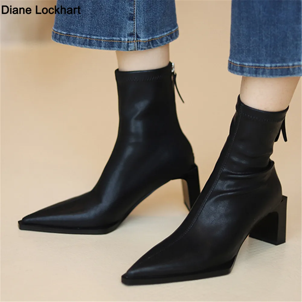 Microfiber Leather Boots Women Pointed Toe Ladies Zip High heels Ankle Boots For Women Square Heels Spring Autumn Chelsea Boots
Microfiber Leather Boots Women Pointed Toe Ladies Zip High heels Ankle Boots For Women Square Heels Spring Autumn Chelsea Boots