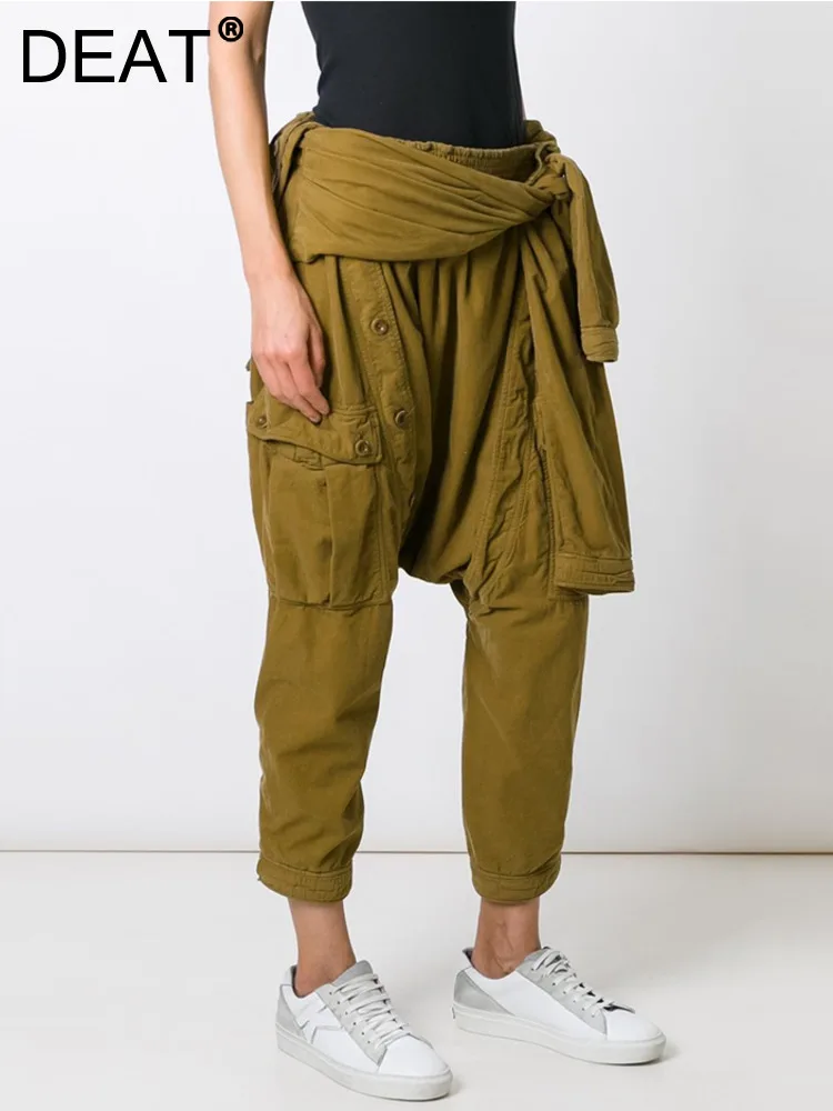 DEAT Fashion Women's Corduroy Trousers New Low Waist Spliced Bandage Button Ankle-Length Cross-pants Female Autumn 2023 17A2521
DEAT Fashion Women's Corduroy Trousers New Low Waist Spliced Bandage Button Ankle-Length Cross-pants Female Autumn 2023 17A2521