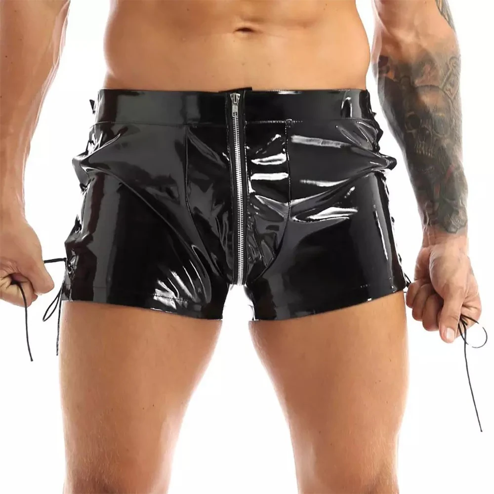 Mens PVC Leather Boxer Shorts Zipper Crotch Short Pants Patent Leather Wetlook Clubwear With Drawstring Adjustable
Mens PVC Leather Boxer Shorts Zipper Crotch Short Pants Patent Leather Wetlook Clubwear With Drawstring Adjustable