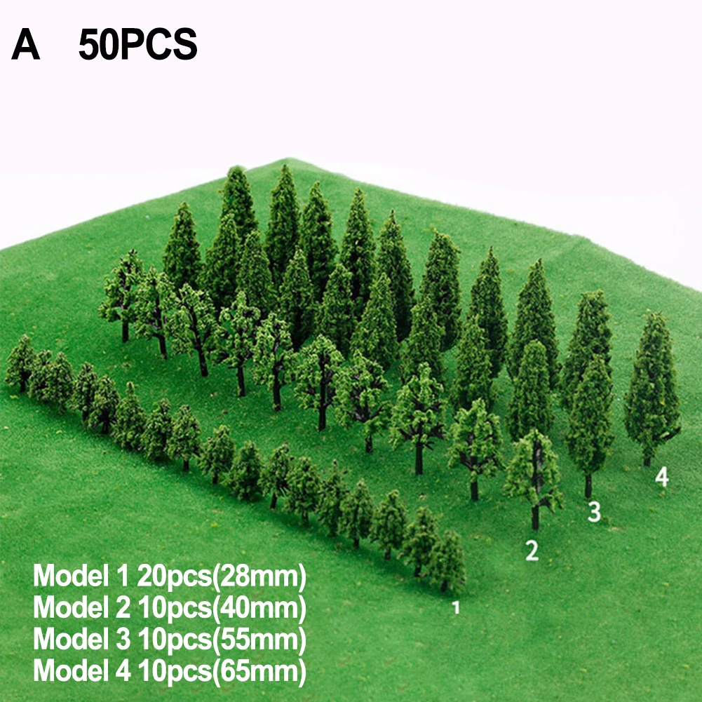 

50pcs Artificial Miniature Tree Model Micro Tree Forest Plants Scenery Landscape Railroad Railway Scene Decor Park Street Layout