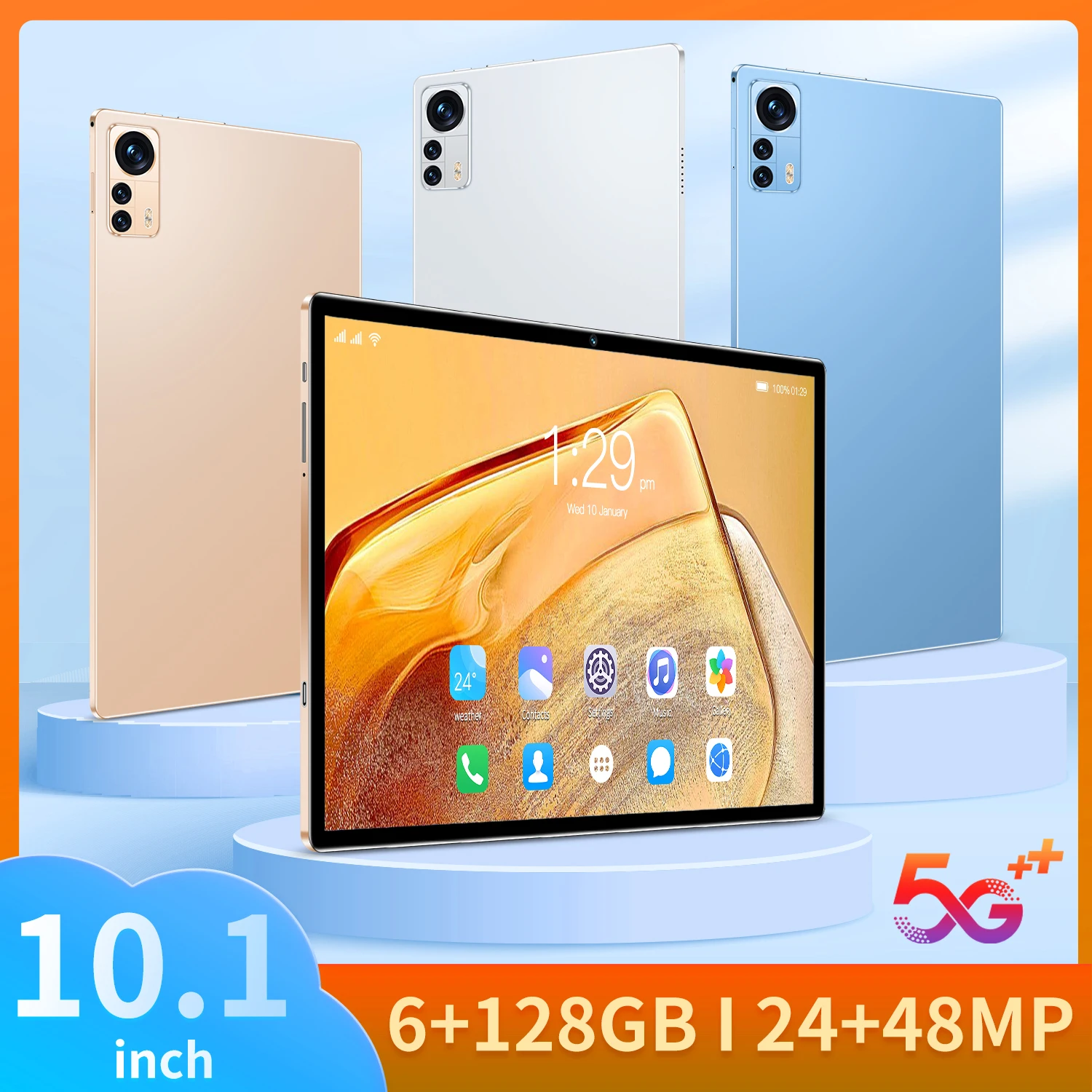 New 10.1-inch 5G tablet Android 12.0 ten-core mobile phone calls Google Play 6GB RAM 128GB ROM tablet PC WiFi Bluetooth Type-C
New 10.1-inch 5G tablet Android 12.0 ten-core mobile phone calls Google Play 6GB RAM 128GB ROM tablet PC WiFi Bluetooth Type-C
