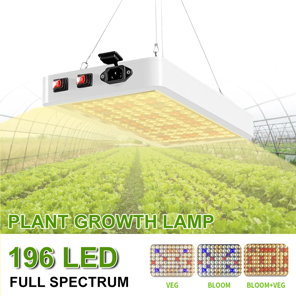 196 LED Full Spectrum Grow Light Hanging Growing Greenhouse Lamp Hydroponic Plants Lighting For Indoor Plants Flowers Seedling
196 LED Full Spectrum Grow Light Hanging Growing Greenhouse Lamp Hydroponic Plants Lighting For Indoor Plants Flowers Seedling