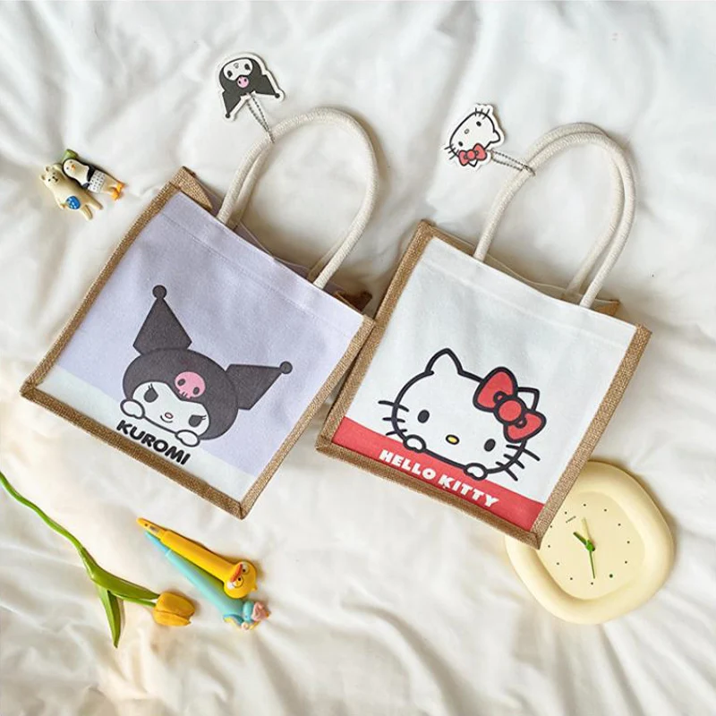 Kawaii Sanrio My Melody Kuromi Hello Kitty Pochacco Cute Hemp Bag Vintage Jute Bag Handbag Large Capacity Shoulder Bag
Kawaii Sanrio My Melody Kuromi Hello Kitty Pochacco Cute Hemp Bag Vintage Jute Bag Handbag Large Capacity Shoulder Bag