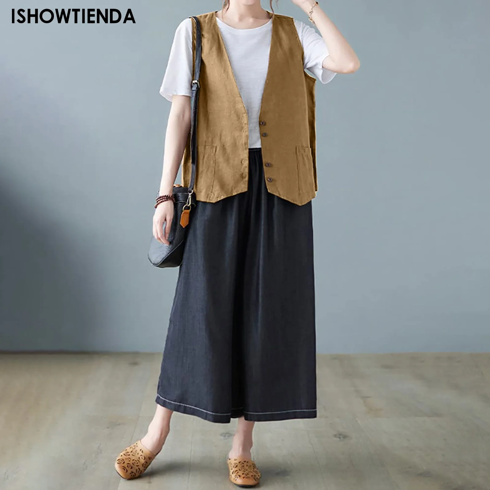 Solid Loose Tees V Neck Waistcoat Jacket Cotton Linen Tanks Top Summer Women Vest Tops Vintage Clothing Button Sleeveless
Solid Loose Tees V Neck Waistcoat Jacket Cotton Linen Tanks Top Summer Women Vest Tops Vintage Clothing Button Sleeveless