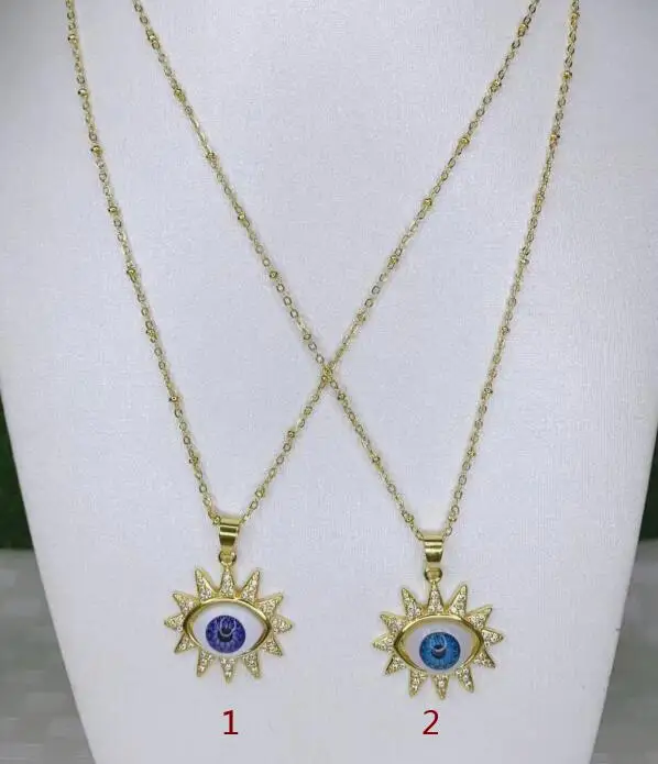 

1pcs Turkish Lucky Evil Eye Charms Enamel Gold Micro Pave Chokers necklace Cubic Zirconia Women Jewelry Gift sfg3