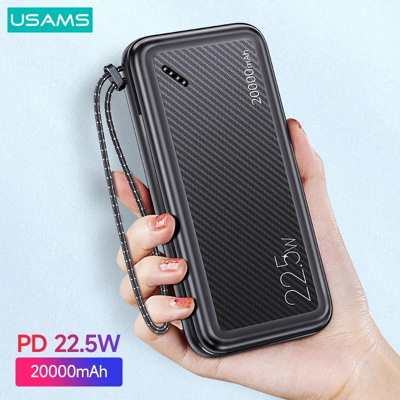 USAMS 20000mAh PD 22.5W Power Bank QC3.0 Fast Charging Powerbank With Lanyard External Battery For Smartphone Tablet Laptop
USAMS 20000mAh PD 22.5W Power Bank QC3.0 Fast Charging Powerbank With Lanyard External Battery For Smartphone Tablet Laptop