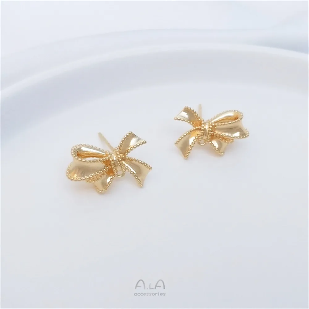 925 silver pin 14K gold-covered color-protected lace bow with dangling earrings handmade diy earrings accessories
925 silver pin 14K gold-covered color-protected lace bow with dangling earrings handmade diy earrings accessories