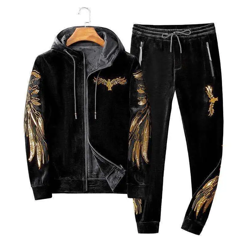 Men's Winter Fleece-lined Thickened Gold Velvet Casual Sports Suit Fashion Brand Printed Two-piece Set
Men's Winter Fleece-lined Thickened Gold Velvet Casual Sports Suit Fashion Brand Printed Two-piece Set