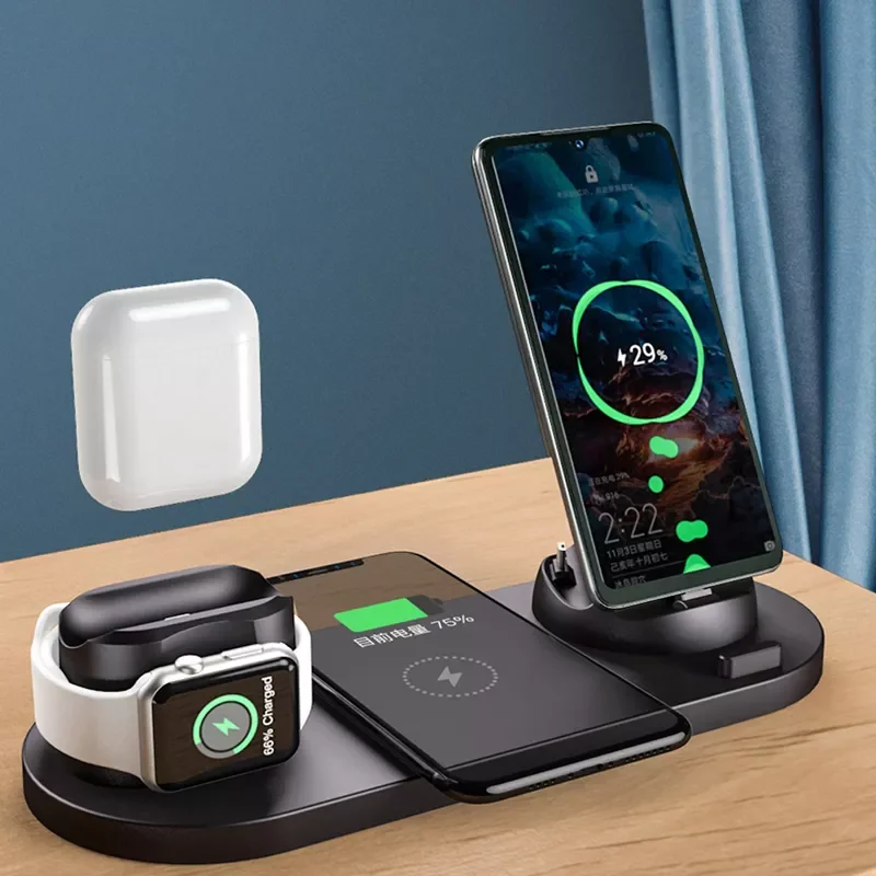 Charger for iPhone 10W Fast Charging Pad for iphon Fast charger for Apple Watch 6 in 1 Charging Dock Station
Charger for iPhone 10W Fast Charging Pad for iphon Fast charger for Apple Watch 6 in 1 Charging Dock Station