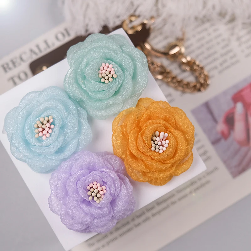 Round 5CM NEW Burned Edge 3D Rose flower organza patches DIY sewing Corsage applique cloth wedding dress Hairpin headdress decor 
Round 5CM NEW Burned Edge 3D Rose flower organza patches DIY sewing Corsage applique cloth wedding dress Hairpin headdress decor