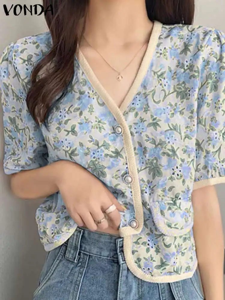 Women Fashion Shirts VONDA 2023 Summer Floral Printed Tops Short Sleeve V-Neck Tunic Casual Loose Buttons Blouse Bohemian Blusas
Women Fashion Shirts VONDA 2023 Summer Floral Printed Tops Short Sleeve V-Neck Tunic Casual Loose Buttons Blouse Bohemian Blusas