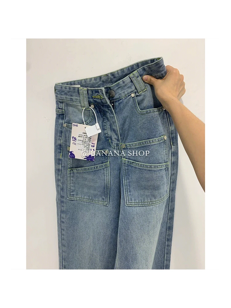 Винтажные прямые синие джинсовые брюки с широкими штанинами и высокой талией в уличном стиле, модные женские джинсовые брюки в Корейском стиле Y2K, женская одежда
Винтажные прямые синие джинсовые брюки с широкими штанинами и высокой талией в уличном стиле, модные женские джинсовые брюки в Корейском стиле Y2K, женская одежда