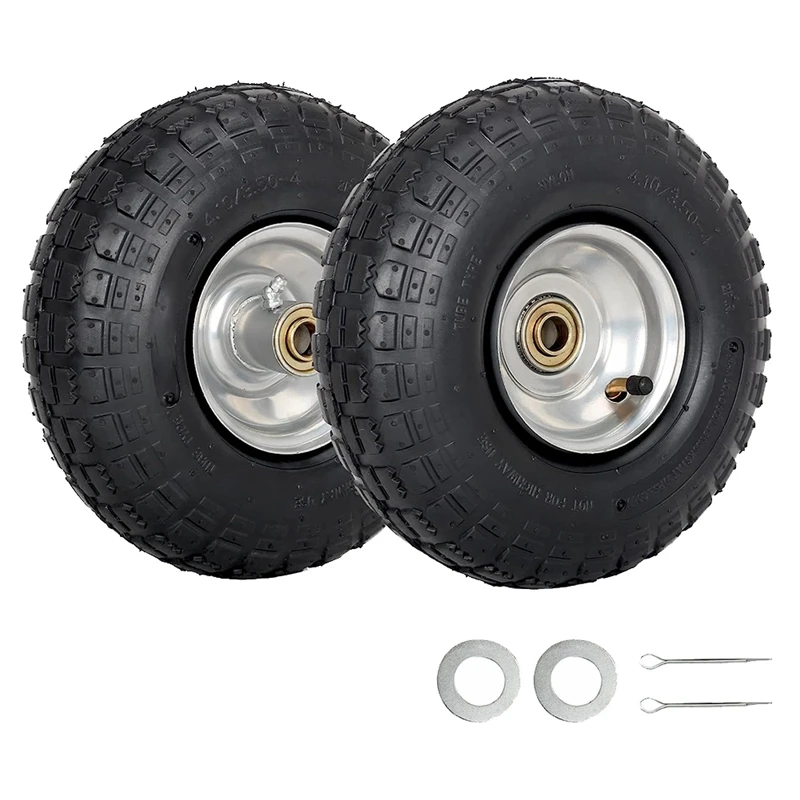 2 Pack 10Inch Tire And Wheel 4.10/3.50-4 Pneumatic Tire + 2.25Inch Offset Hub,5/8Inch Axle Bore Hole, Sealed Bearings
2 Pack 10Inch Tire And Wheel 4.10/3.50-4 Pneumatic Tire + 2.25Inch Offset Hub,5/8Inch Axle Bore Hole, Sealed Bearings