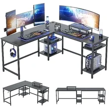 L Shaped Desk with Storage, 94.8 Inch Reversible Corner Computer Desk or 2 Person Long Table Desk, Home Office, Computer Desk