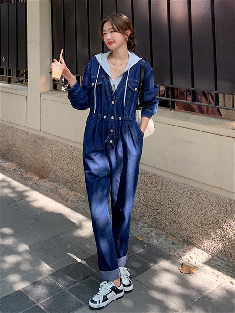 Blue Denim Hooded Jumpsuit 2022 Autumn Women Long Sleeve Drawstring Waist Loose Street Retro One Piece Jeans Overall Romper K52
Blue Denim Hooded Jumpsuit 2022 Autumn Women Long Sleeve Drawstring Waist Loose Street Retro One Piece Jeans Overall Romper K52