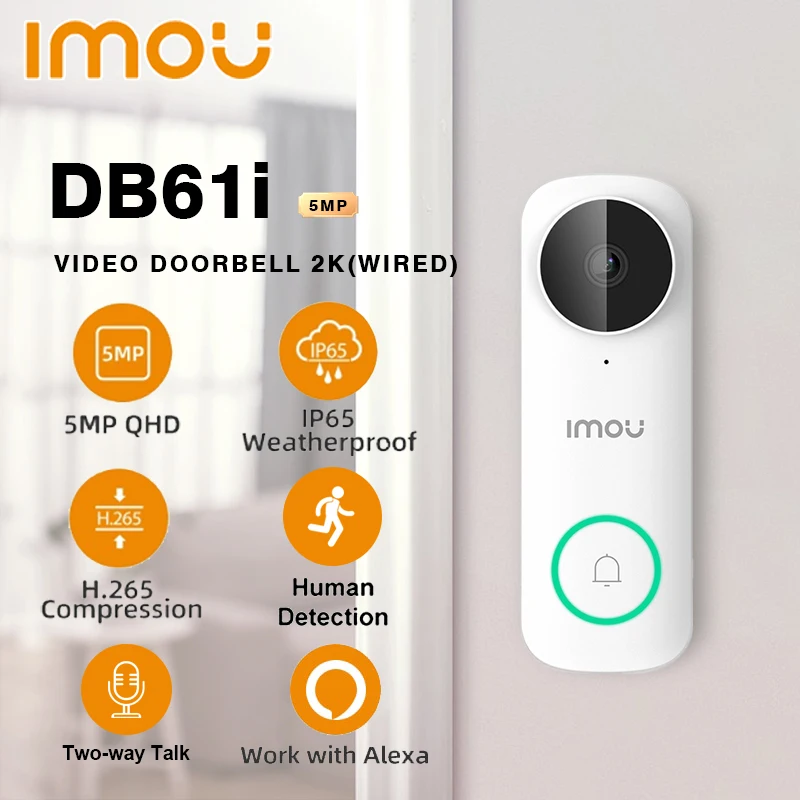 

IMOU 5G 5MP Video Doorbell DB61i Camera WIFI Smart Home Security Protection Wired Video Peephole Night Vision IP65 Weatherproof