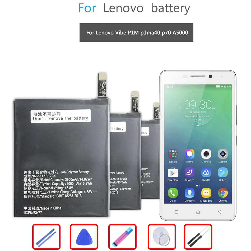

for LENOVO BL234 BL 234 New Battery For Lenovo A5000 Vibe P1M P1MA40 P70 P70t P70-T P70A P70-A with free tools