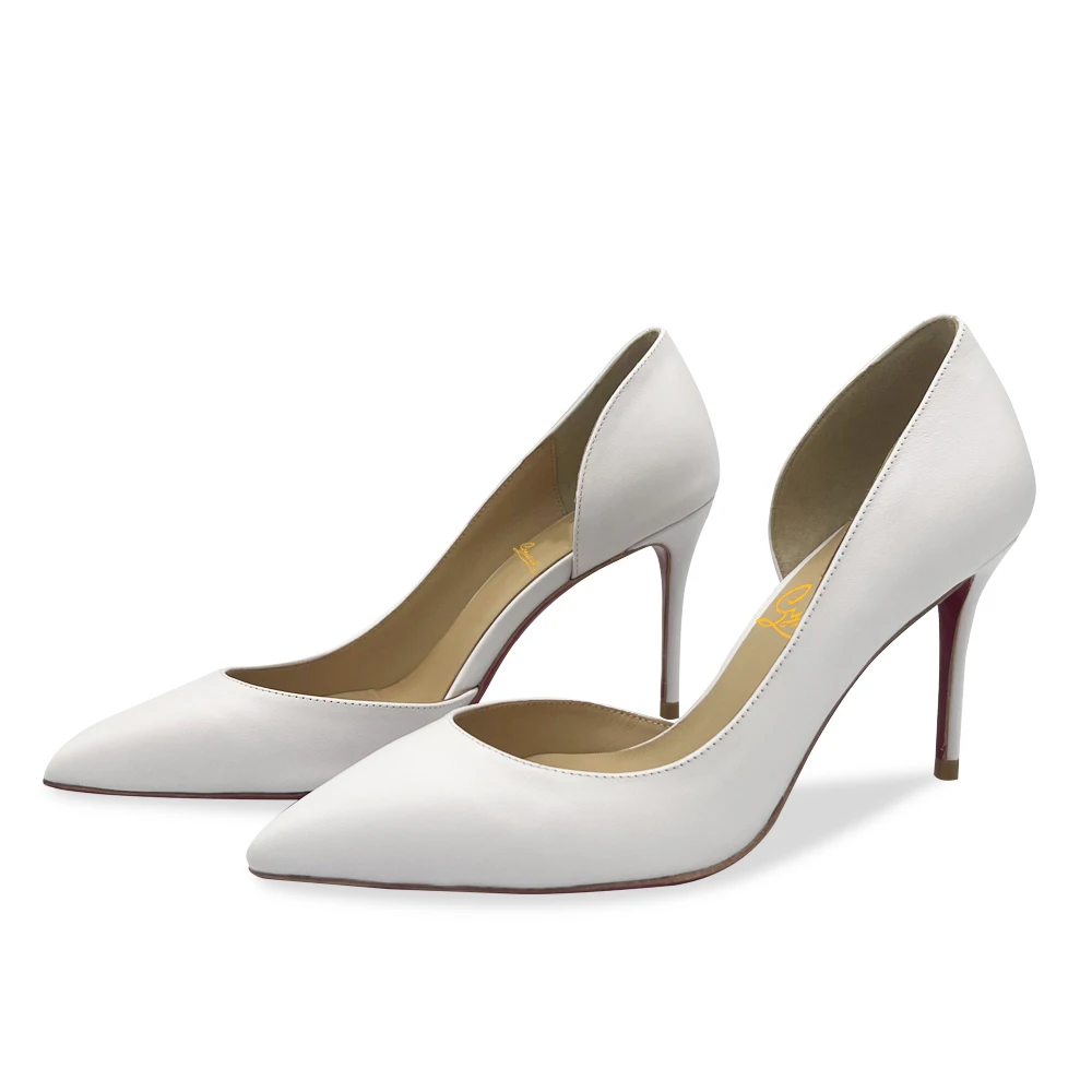 Classic White Leather Pumps High Heels Red Bottom Pointed Toe Side Hollow Stiletto Heel For Sexy Women Party Wedding Dress Shoes
Classic White Leather Pumps High Heels Red Bottom Pointed Toe Side Hollow Stiletto Heel For Sexy Women Party Wedding Dress Shoes