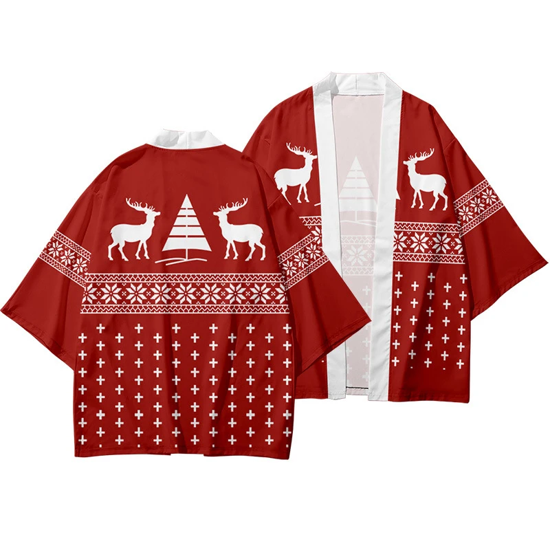 Men's Japanese traditional ethnic kimono cardigan women's kimono Christmas elk pattern kimono bathrobe 5
Men's Japanese traditional ethnic kimono cardigan women's kimono Christmas elk pattern kimono bathrobe 5