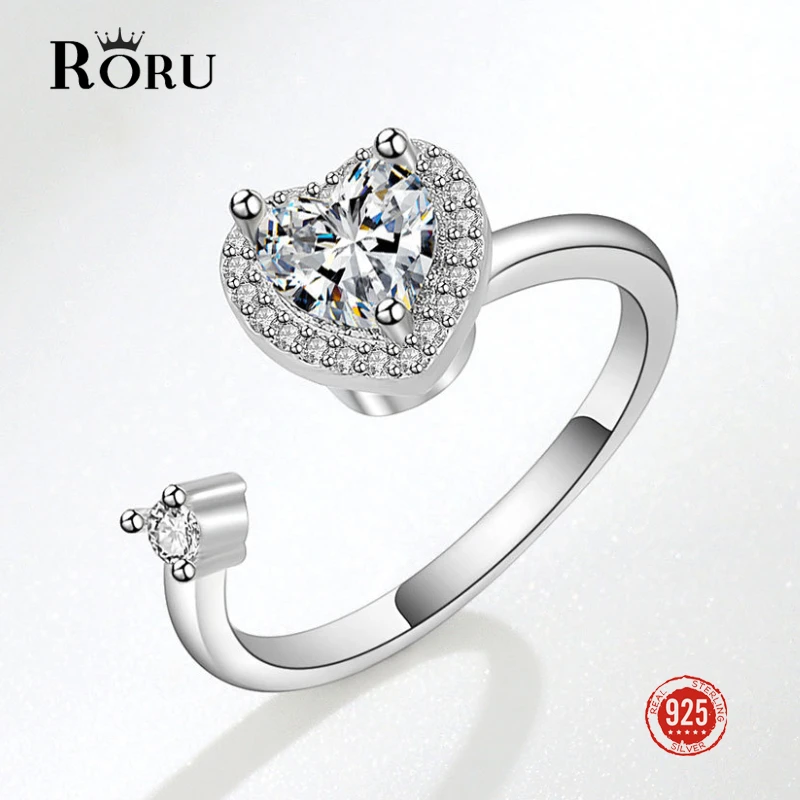 Кольцо RORU из стерлингового серебра 925 пробы с цирконом, регулируемое, в форме сердца
Кольцо RORU из стерлингового серебра 925 пробы с цирконом, регулируемое, в форме сердца