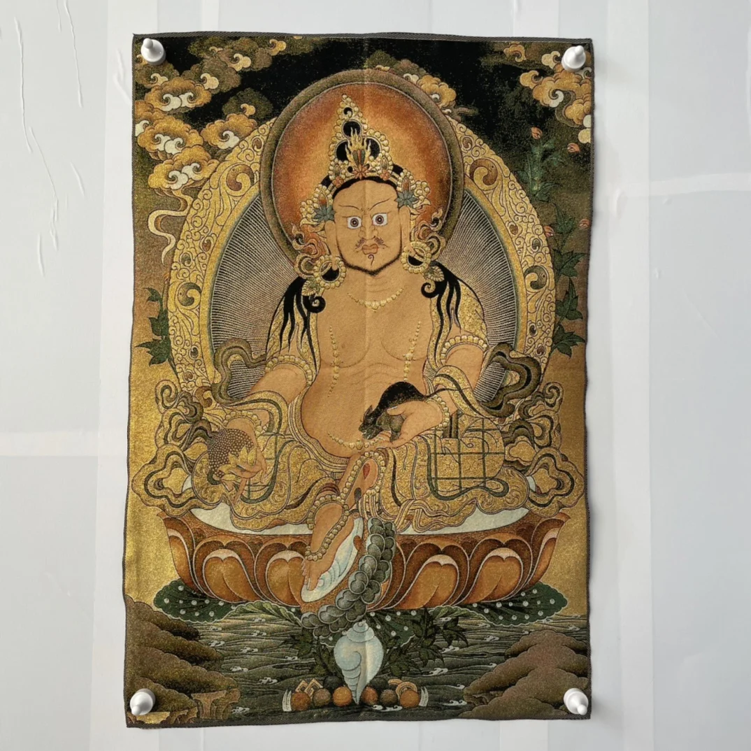 35"Thangka Embroidery Tibetan Buddhism silk embroidery Huang Caishen Yellow Jambhala Thangka hanging screen Town house
35"Thangka Embroidery Tibetan Buddhism silk embroidery Huang Caishen Yellow Jambhala Thangka hanging screen Town house